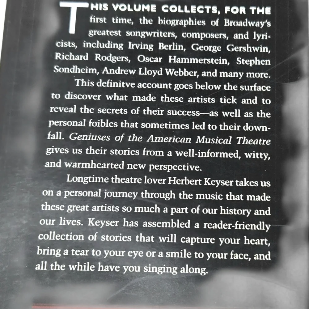 Geniuses Of America Music Theatre Coffee Table Book.